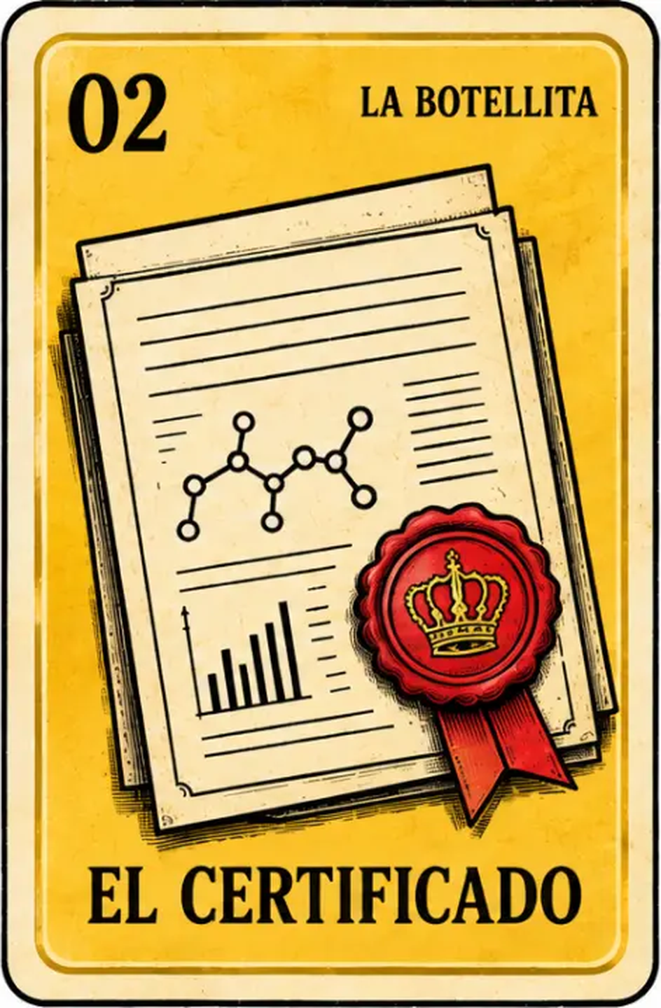 Vintage analytical certificate with an official verification seal